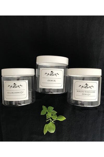 Dem Home Set de 3 borcane din plastic cu aspect de sticlă transparentă, bumbac pentru urechi, bumbac pentru demachiere