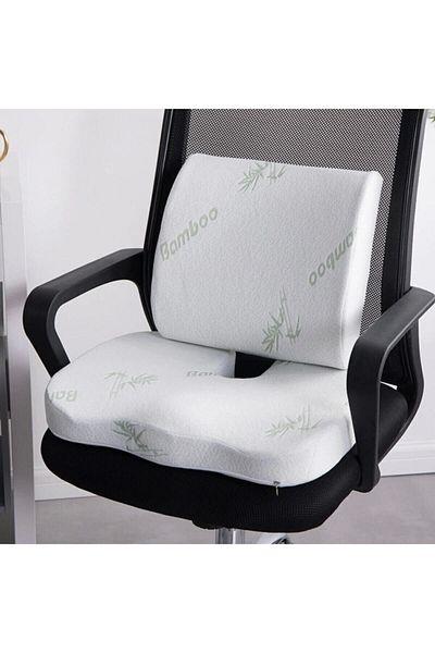 WHITEBLANCO Σετ μαξιλαριού καθίσματος και πλάτης με κάλυμμα μπαμπού