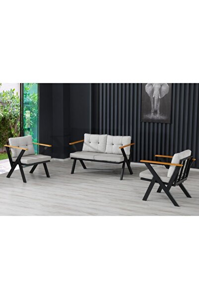 Dekoroom's Zeta 2 1 1 Balkon Takımı, Bahçe Mobilyası, Çay Seti, Kafe Oturma Grubu, Teras Koltuk Takımı