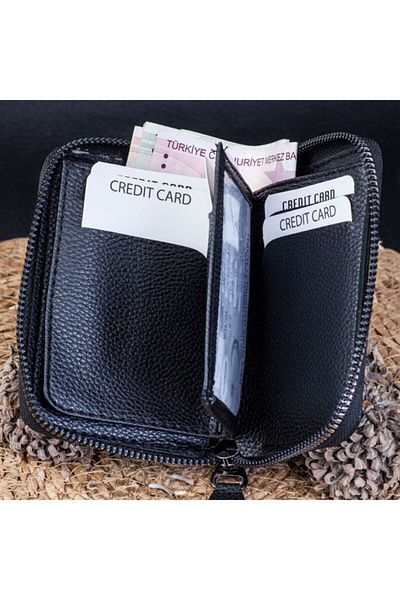 Carlino Unisex Vinkleks Leather Zippered Card Holder Wallet Kd108