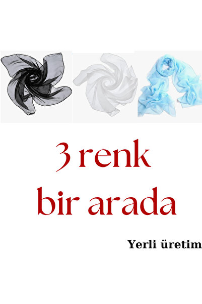 daxcil SIYAH BEYAZ MAVİ KREP BOYUN FULARI 3’Ü BİRARADA dxfular1