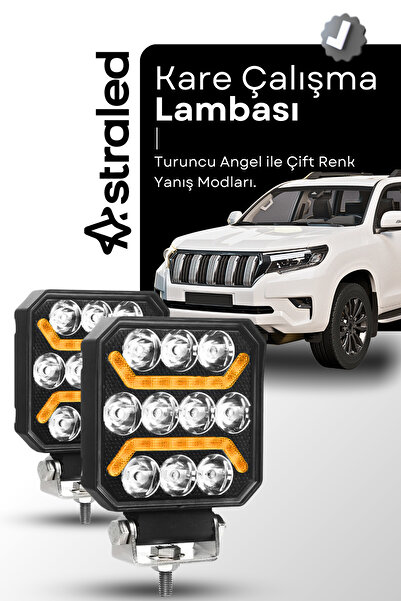 ASTRA LED Oto Çalışma Lambası 4 inç 12-24V DRL Sarı 2 Mod Flash Traktör Tır Kamyon Tekne Projektör Sis Farı