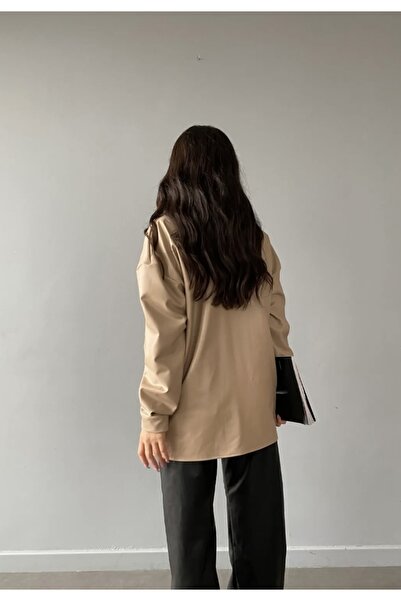 DUSOHOME Δερμάτινο πουκάμισο Duso με λεπτομέρεια τσέπης και κλείσιμο με κουμπωτά