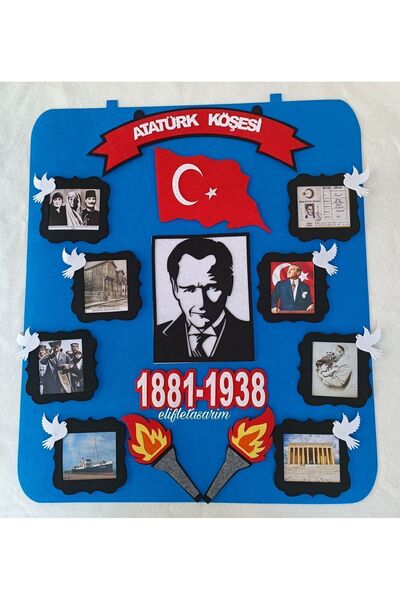 elif'le tasarim keçeden eğitim materyalleri Atatürk Köşesi Panosu Zeminli (ke...