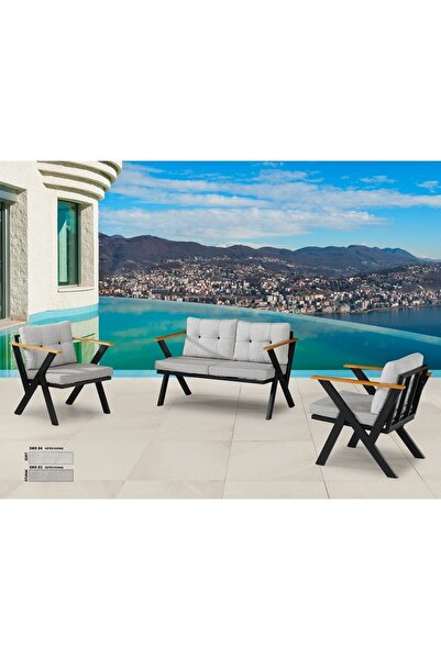 Dekoroom's Zeta 2 1 1 Balkon Takımı, Bahçe Mobilyası, Çay Seti, Kafe Oturma Grubu, Teras Koltuk Takımı