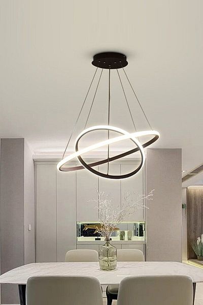 Fer Avize Axes Modern Design Bedroom - Living Room - Kitchen Black Color White Led 2-Piece Chandelier
