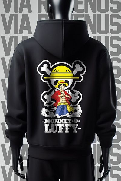 Vordevia One Piece 3 Thread Wide Mold - Hanorac negru cu glugă imprimat față și spate
