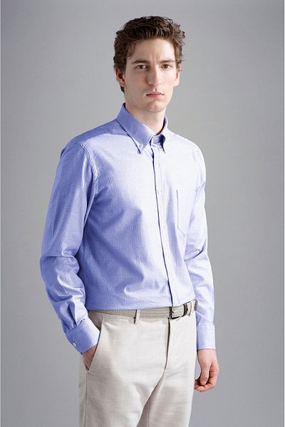 PAUL&SHARK Blue Patterned Long Sleeve Shirt - Men 14313095 -G07