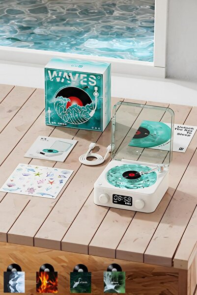 Buka Shops Retro Pikap Beyaz Gürültü White Noise Hoparlör Şarjlı Kablosuz Projektör Gece Lambası