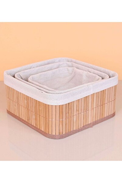 Enyaza Home Τριπλό τετράγωνο καλάθι από μπαμπού - Οργανωτής πολλαπλών χρήσεων
