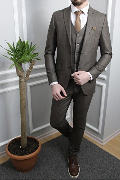 AGUSTİNİ Light Brown Vest Suit Ytk1012-
