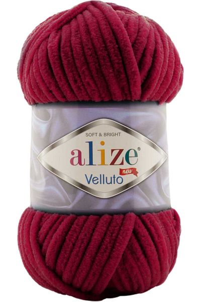 Alize Ață de tricotat manual Velluto Velvet Cod de culoare: 107-vișine