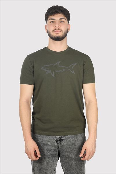 PAUL&SHARK Ανδρικό T-Shirt Khaki - Regular Fit, Βαμβακερό, Κοντό μανίκι 14311653 -036