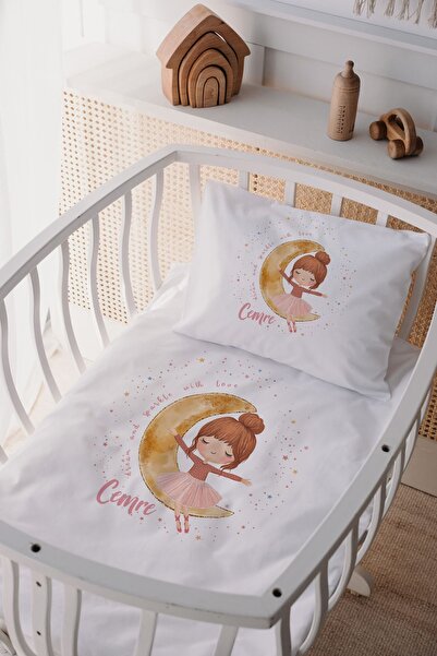 Lilabio %100 Pamuk Saten Isme Özel Isimli Anne Yanı Beşik Nevresim Takımı Küç...