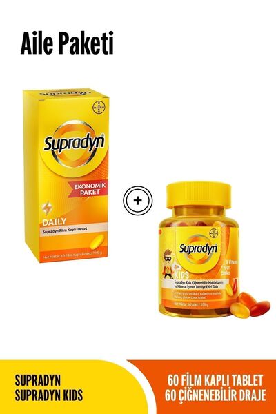 Supradyn Aile Paketi: Daily Ekonomik Paket Ve Kids Multivitamin Seti - 60 Film Kaplı Tablet 60 Draje