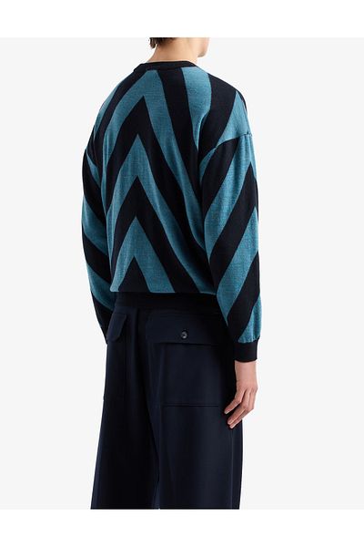 Emporio Armani Navy Blue Men's Oversize Sweater - Elastic Sleeve 6D1Mxq 1Mkfz-F915