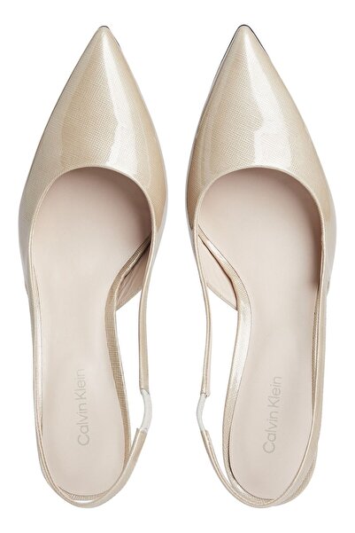 Calvin Klein High Heeled Beige Women's Leather Shoes - Comfortable Use Hw0Hw02068-Ace