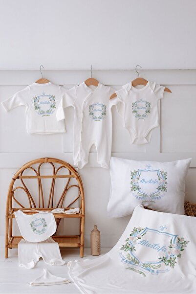 Lilabio %100 Organik Isme Özel Isimli 10lu Hastane Çıkışı Mavili Çiçek