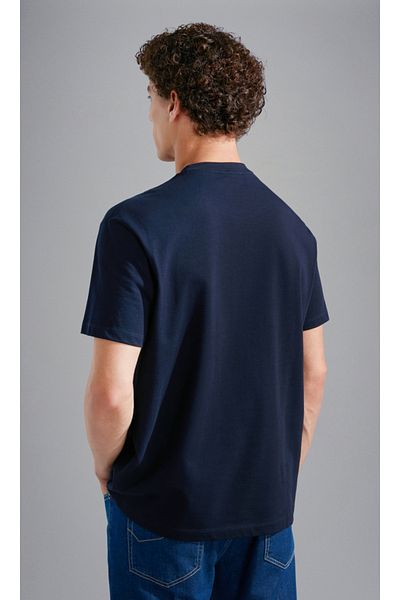 PAUL&SHARK Ανδρικό μπλουζάκι Navy Blue - Λαιμόκοψη, Εκτύπωση λογότυπου, Κανονική Εφαρμογή 14311638 -050