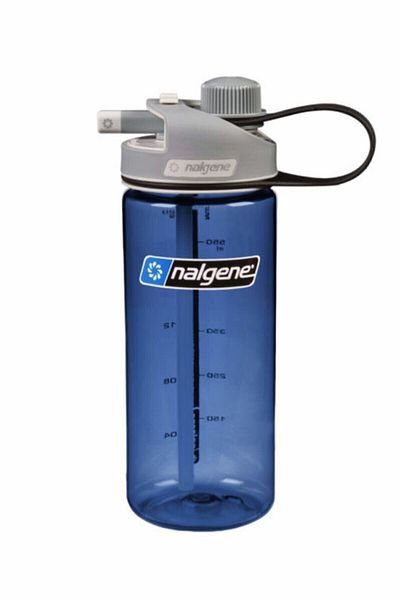NALGENE زجاجة مياه متعددة المشروبات سعة 0.6 لتر بغطاء أزرق ورمادي
