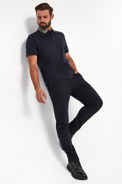 PAUL&SHARK Navy Blue Slim Fit Men's Trousers - Pockets, Skinny Leg 14311881 A-050