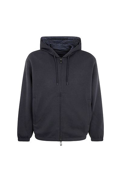 Emporio Armani سترة رجالية باللون الأزرق الداكن - بسحاب، شعار العلامة التجارية، 6D1MD3 1JHSZ-0920