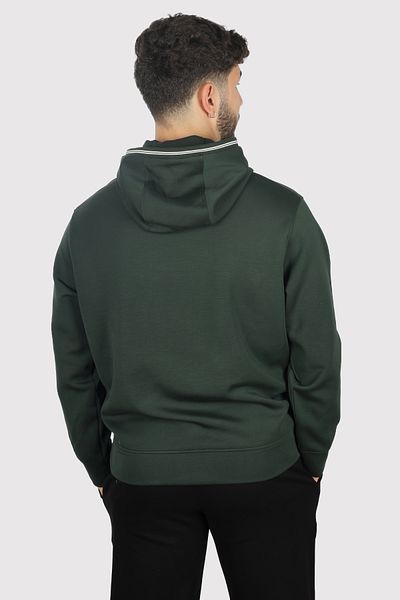 Emporio Armani سويت شيرت قطني بغطاء للرأس باللون الأخضر الداكن للرجال - كم طويل 6D1M99 1JRRZ-0565