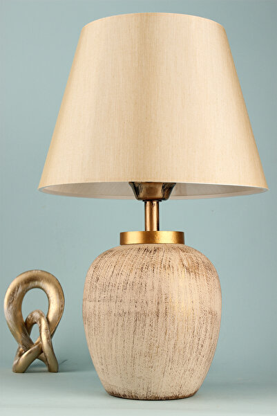 Hmydesign Pomme Seramik Abajur Krem Gold Srmk-53