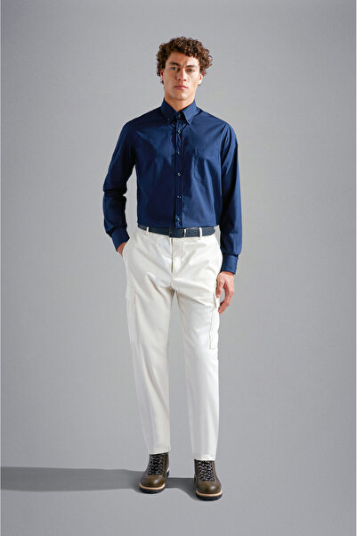 PAUL&SHARK Erkek Cep Detaylı Gömlek Yaka Uzun Kollu Lacivert Gömlek 14313043R-013