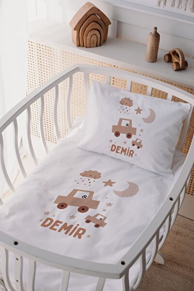 Lilabio %100 Pamuk Saten Isme Özel Isimli Anne Yanı Beşik Nevresim Takımı Araba