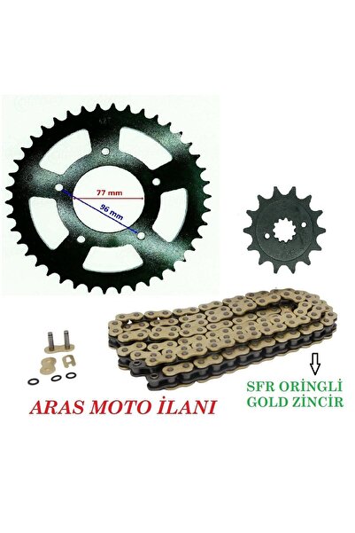 ARASMOTO 250 Sr ,nk 250 Uyumlu Oringli Zincir Dişli Seti (GOLD SFR ZİNCİR)-