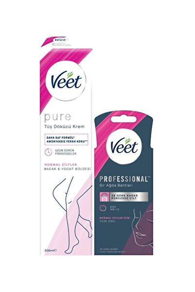 Veet Pure Tüy Dökücü Krem Normal Ciltler 200 ml + Professional Yüze Özel Ağda...