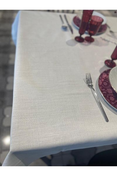 Lucien Home Gardenia Linen Effect Carefree Off-White Table Cloth (110*190)