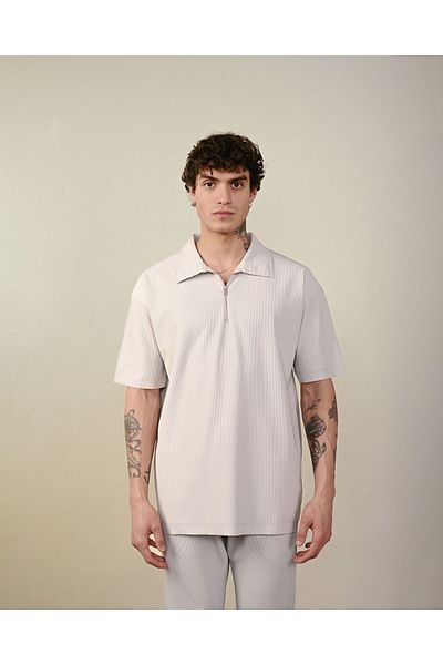 İLKCET MODA Ανδρικό μπλουζάκι Ottoman Oversize με φερμουάρ