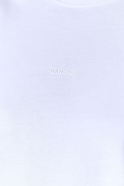 Manche White Oversize Cotton Unisex T-shirt with Injection Detail - Thick Soft Texture, Minimal Print | 5397