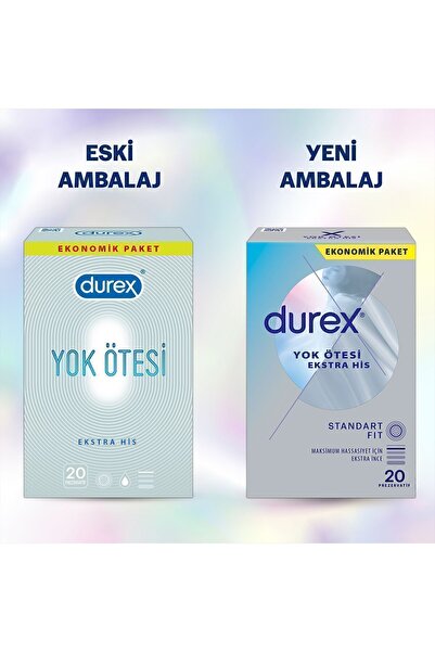 Durex Yok Ötesi Ekstra His İnce Prezervatif 40'lı Fırsat Paketi (20+20), Standart Fit