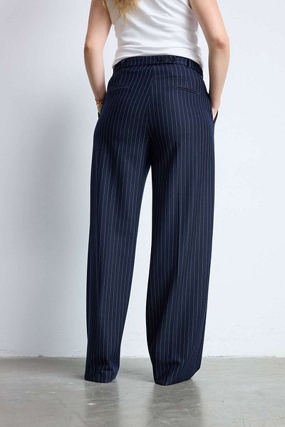 LUOKK Annas Pleated Palazzo Plus Size Stripe Pants