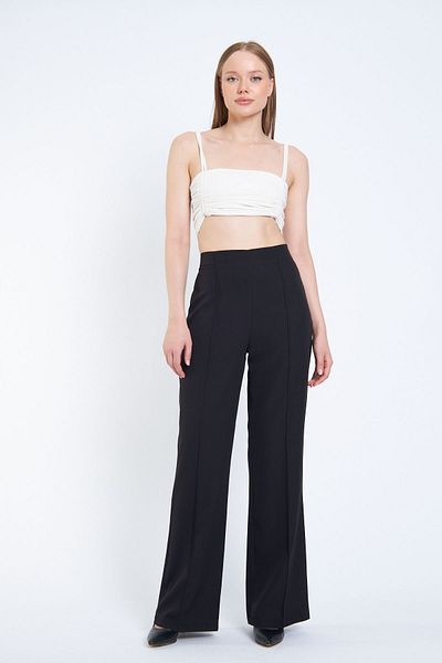 SIMO CLUB High Waist and Front Grass Women's Trousers - Loose Fabric with Side Zipper
