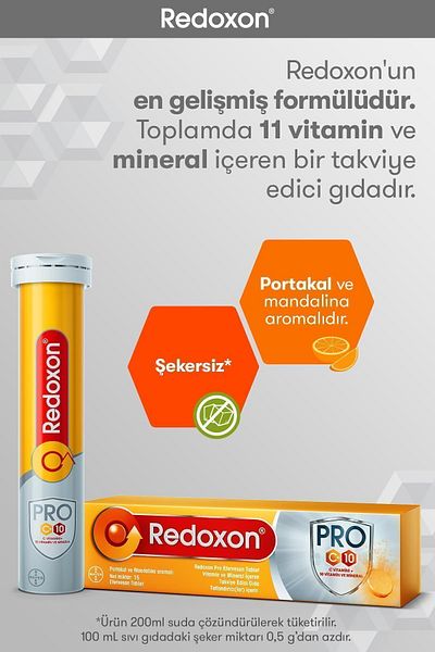 Redoxon Pro 15 Effervescent Tablet - 1000mg Vitamin C, Vitamin D, Selenium and Zinc 7 Extra Vitamins