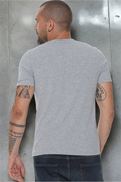 Dewberry T8568 DEWBERRY V-NECK MEN'S T-SHIRT-DARK GRAY
