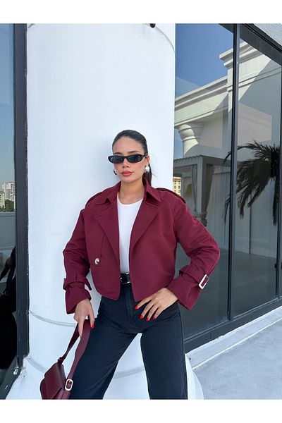 ESRAHELVACI Short Buckle Epaulet Detailed Trench Coat