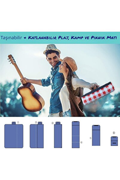 iyonk home Zemin Kamp Matı Katlanır Kamp Örtüsü Kalın Kamp Matı Yatağı Kareli Suya Dayanıklı150x200 Cm