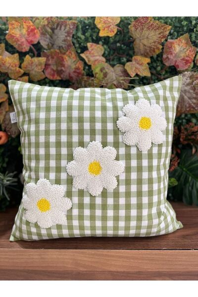 çınar kadın kooperatifi Papatya Desenli Punch Panç İşlemeli Yeşil Pötikareli ...