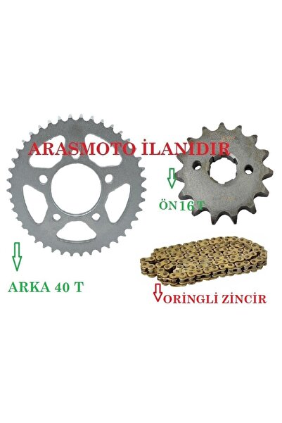 ARASMOTO Drift L 125 Performans Hız Zincir Dişli Seti Oringli Gold Zincir ARKA 40 Dişli - ÖN 16 Dişli
