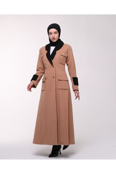 Design Show Παλτό Καφέ Χρώμα Χρυσό Κουμπί Tradinyom Κασετίνα Παλτό