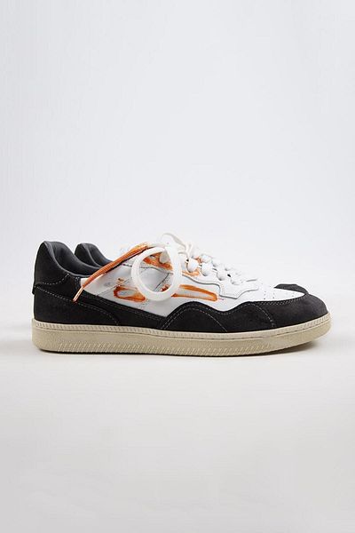 Krahe Artemis Men's Sneakers - Genuine Leather, Distressed Detail, Hand Painted, Lace-up and Spare Laces, White-grey