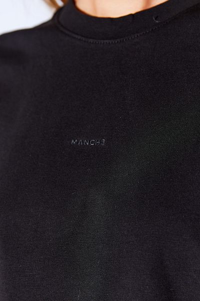 Manche Thick Soft Textured Black Oversize T-shirt - Minimal Print Detailed, 100% Cotton Unisex | 5397