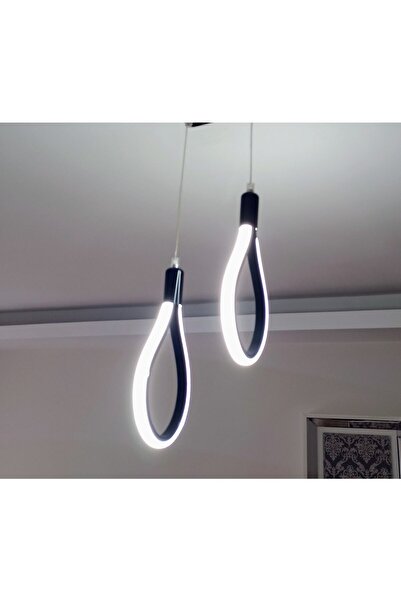 RAVELLO Modern Sarkıt 2'li Siyah Damla Led Avize Beyaz Işık