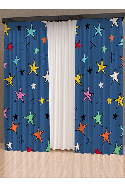 PRINTOPIA ستارة خلفية على شكل قرص العسل منقوشة بالنجوم الزرقاء