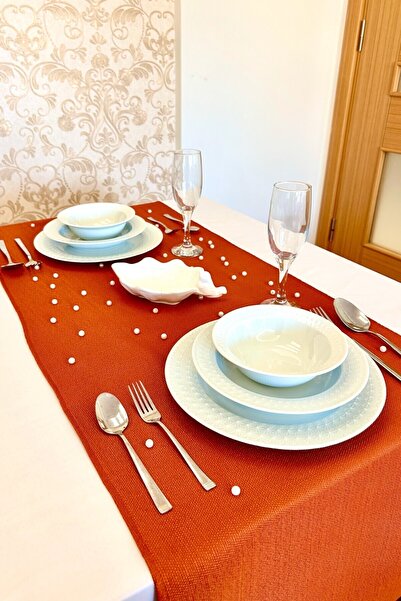 SAUBER'S Runner Kiremit Masa Örtüsü, Premium Runner Balkon Masa Örtüsü